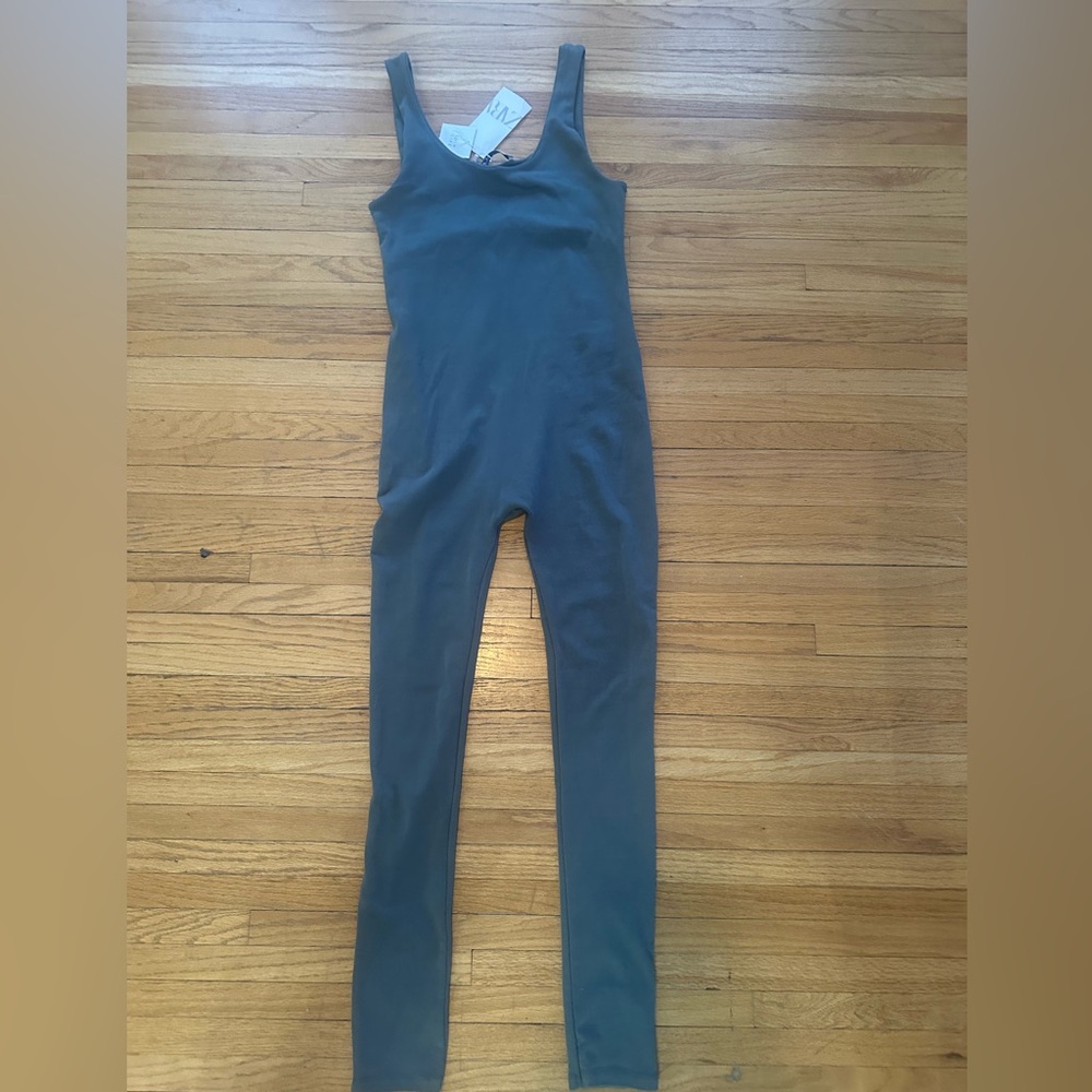 Zara Slate Blue Ribbed Tank Jumpsuit